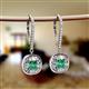 2 - Blossom Iris Princess Cut Emerald and Baguette Diamond Halo Dangling Earrings 