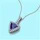 2 - Barbara Trillion Cut Lab Created Blue Sapphire and Round Diamond Halo Pendant Necklace 