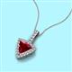 2 - Barbara Trillion Cut Lab Created Ruby and Round Diamond Halo Pendant Necklace 