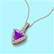 2 - Barbara Trillion Cut Amethyst and Round Diamond Halo Pendant Necklace 