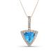 1 - Barbara Trillion Cut Blue Topaz and Round Diamond Halo Pendant Necklace 