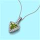 2 - Barbara Trillion Cut Peridot and Round Diamond Halo Pendant Necklace 