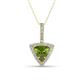 1 - Barbara Trillion Cut Peridot and Round Diamond Halo Pendant Necklace 