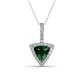 1 - Barbara Trillion Cut Lab Created Emerald and Round Diamond Halo Pendant Necklace 