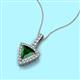 2 - Barbara Trillion Cut Lab Created Emerald and Round Diamond Halo Pendant Necklace 