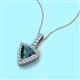 2 - Barbara Trillion Cut London Blue Topaz and Round Diamond Halo Pendant Necklace 