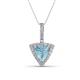 1 - Barbara Trillion Cut Aquamarine and Round Diamond Halo Pendant Necklace 