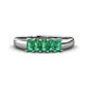 1 - Melina 5x3 mm Emerald Cut Emerald 5 Stone Thick Shank Wedding Band 