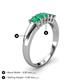 4 - Melina 5x3 mm Emerald Cut Emerald 5 Stone Thick Shank Wedding Band 