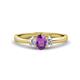 1 - Gemma 7x5 mm Oval Cut Amethyst and Diamond Trellis Three Stone Engagement Ring 