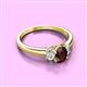 2 - Gemma 7x5 mm Oval Cut Red Garnet and Diamond Trellis Three Stone Engagement Ring 