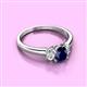 2 - Gemma 7x5 mm Oval Cut Blue Sapphire and Diamond Trellis Three Stone Engagement Ring 