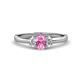 1 - Gemma 7x5 mm Oval Cut Pink Sapphire and Diamond Trellis Three Stone Engagement Ring 