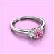 2 - Gemma 7x5 mm Oval Cut Pink Sapphire and Diamond Trellis Three Stone Engagement Ring 