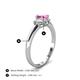 4 - Gemma 7x5 mm Oval Cut Pink Sapphire and Diamond Trellis Three Stone Engagement Ring 