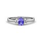 1 - Gemma 7x5 mm Oval Cut Tanzanite and Diamond Trellis Three Stone Engagement Ring 