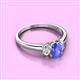 2 - Gemma 7x5 mm Oval Cut Tanzanite and Diamond Trellis Three Stone Engagement Ring 