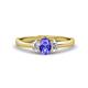 1 - Gemma 7x5 mm Oval Cut Tanzanite and Diamond Trellis Three Stone Engagement Ring 