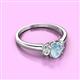 2 - Gemma 7x5 mm Oval Cut Aquamarine and Diamond Trellis Three Stone Engagement Ring 