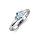 3 - Gemma 7x5 mm Oval Cut Aquamarine and Diamond Trellis Three Stone Engagement Ring 