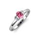 3 - Gemma 7x5 mm Oval Cut Pink Tourmaline and Diamond Trellis Three Stone Engagement Ring 