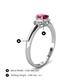 4 - Gemma 7x5 mm Oval Cut Pink Tourmaline and Diamond Trellis Three Stone Engagement Ring 