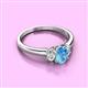 2 - Gemma 7x5 mm Oval Cut Blue Topaz and Diamond Trellis Three Stone Engagement Ring 