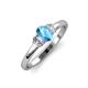 3 - Gemma 7x5 mm Oval Cut Blue Topaz and Diamond Trellis Three Stone Engagement Ring 