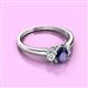 2 - Gemma 7x5 mm Oval Cut Iolite and Diamond Trellis Three Stone Engagement Ring 