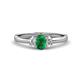 1 - Gemma 7x5 mm Oval Cut Emerald and Diamond Trellis Three Stone Engagement Ring 
