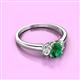 2 - Gemma 7x5 mm Oval Cut Emerald and Diamond Trellis Three Stone Engagement Ring 