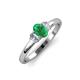 3 - Gemma 7x5 mm Oval Cut Emerald and Diamond Trellis Three Stone Engagement Ring 