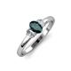 3 - Gemma 7x5 mm Oval Cut London Blue Topaz and Diamond Trellis Three Stone Engagement Ring 