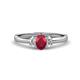 1 - Gemma 7x5 mm Oval Cut Ruby and Diamond Trellis Three Stone Engagement Ring 