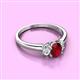 2 - Gemma 7x5 mm Oval Cut Ruby and Diamond Trellis Three Stone Engagement Ring 