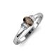 3 - Gemma 7x5 mm Oval Cut Smoky Quartz and Diamond Trellis Three Stone Engagement Ring 
