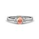 1 - Gemma 7x5 mm Oval Cut Morganite and Diamond Trellis Three Stone Engagement Ring 