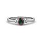 1 - Gemma 7x5 mm Oval Cut Lab Created Alexandrite and Diamond Trellis Three Stone Engagement Ring 
