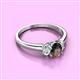 2 - Gemma 7x5 mm Oval Cut Lab Created Alexandrite and Diamond Trellis Three Stone Engagement Ring 