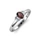 3 - Gemma 7x5 mm Oval Cut Lab Created Alexandrite and Diamond Trellis Three Stone Engagement Ring 