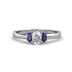 1 - Gemma 1.41 ctw GIA Certified Natural Diamond Oval Cut (7x5 mm) and Blue Sapphire Trellis Three Stone Engagement Ring 