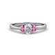 1 - Gemma 1.35 ctw GIA Certified Natural Diamond Oval Cut (7x5 mm) and Pink Sapphire Trellis Three Stone Engagement Ring 