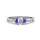1 - Gemma 1.25 ctw GIA Certified Natural Diamond Oval Cut (7x5 mm) and Tanzanite Trellis Three Stone Engagement Ring 