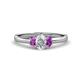 1 - Gemma 1.19 ctw GIA Certified Natural Diamond Oval Cut (7x5 mm) and Amethyst Trellis Three Stone Engagement Ring 