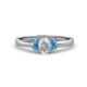 1 - Gemma 7x5 mm Oval Cut Diamond and Blue Topaz Trellis Three Stone Engagement Ring 