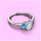2 - Gemma 7x5 mm Oval Cut Diamond and Blue Topaz Trellis Three Stone Engagement Ring 