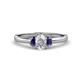 1 - Gemma 1.19 ctw GIA Certified Natural Diamond Oval Cut (7x5 mm) and Iolite Trellis Three Stone Engagement Ring 