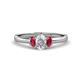 1 - Gemma 1.35 ctw GIA Certified Natural Diamond Oval Cut (7x5 mm) and Ruby Trellis Three Stone Engagement Ring 