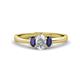 1 - Gemma 7x5 mm Oval Cut Lab Grown Diamond and Blue Sapphire Trellis Three Stone Engagement Ring 