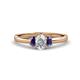 1 - Gemma 7x5 mm Oval Cut Lab Grown Diamond and Iolite Trellis Three Stone Engagement Ring 